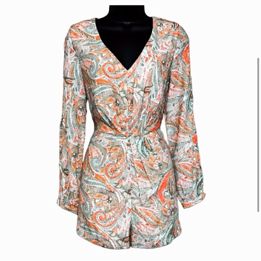 Gianni Bini Hazel Paisley-Print Romper (shorts) XS